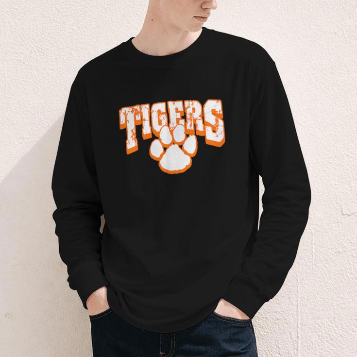 Tigers School Spirit Mascot Back To School Orange Youth Long Sleeve Tee Tigers School Spirit Mascot Back To School Orange Youth Long Sleeve Tee