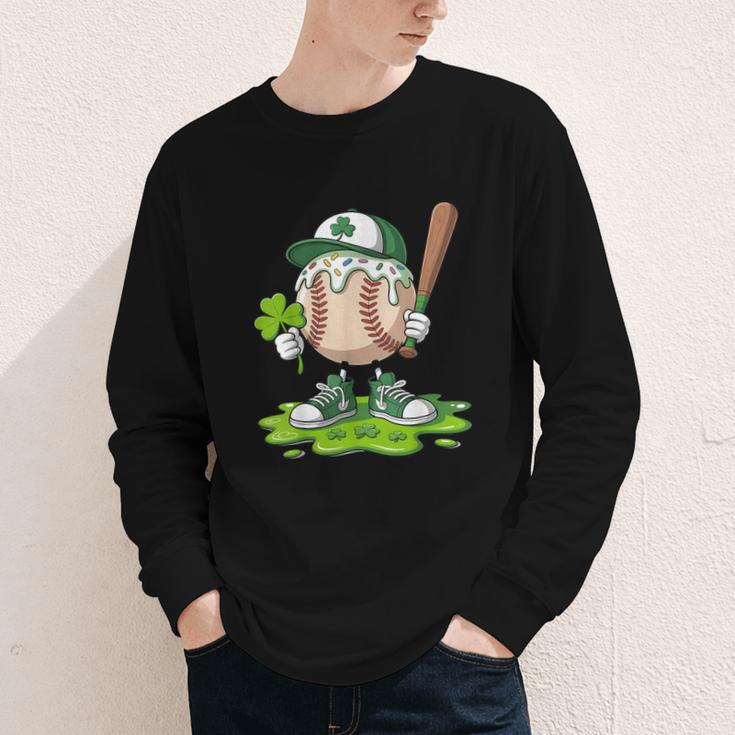 Toddler Baseball Drip Ice Cream Boys Kids St Patricks Day Youth Long Sleeve Tee