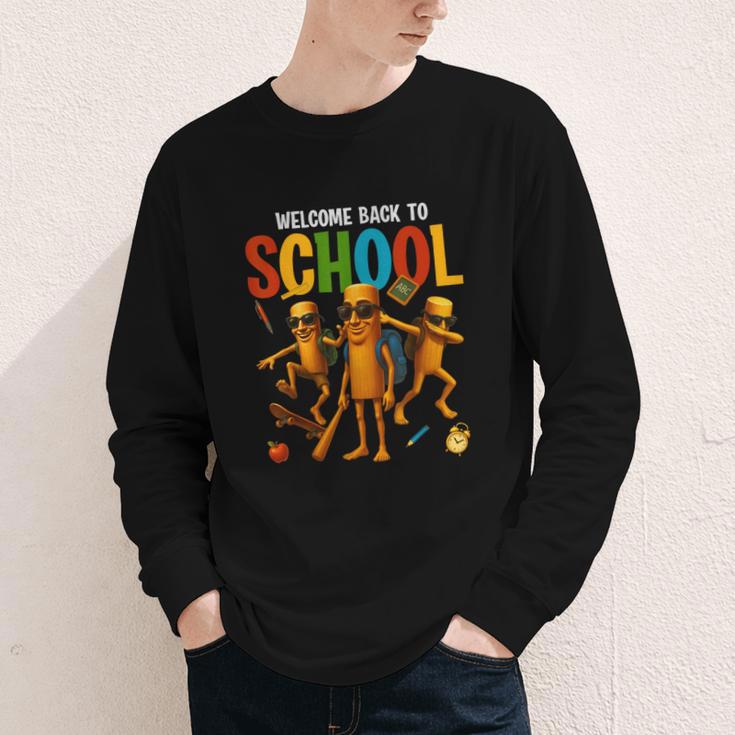Tung Tung Tung Sahur Back To School Italian Brainrot Meme Youth Long Sleeve Tee