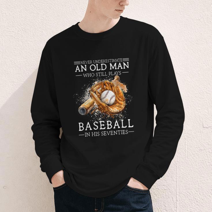 Never Underestimate An Old Man Who Still Plays Baseball Youth Long Sleeve Tee Never Underestimate An Old Man Who Still Plays Baseball Youth Long Sleeve Tee