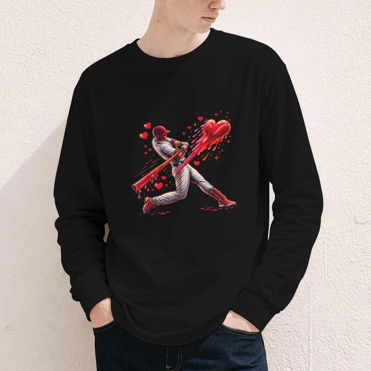 Valentine Baseball Player Drip Youth Long Sleeve Tee Valentine Baseball Player Drip Youth Long Sleeve Tee