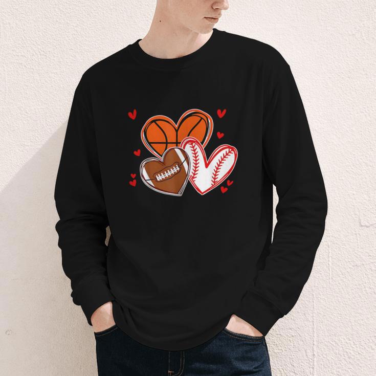 Valentines Baseball Basketball Football Heart Boy Men Youth Long Sleeve Tee Valentines Baseball Basketball Football Heart Boy Men Youth Long Sleeve Tee