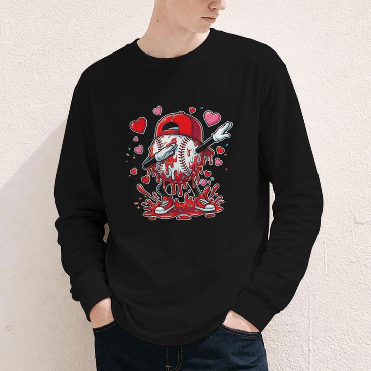 Valentines Baseball Toddler Boys Kids Dabbing Baseball Drip Youth Long Sleeve Tee Valentines Baseball Toddler Boys Kids Dabbing Baseball Drip Youth Long Sleeve Tee