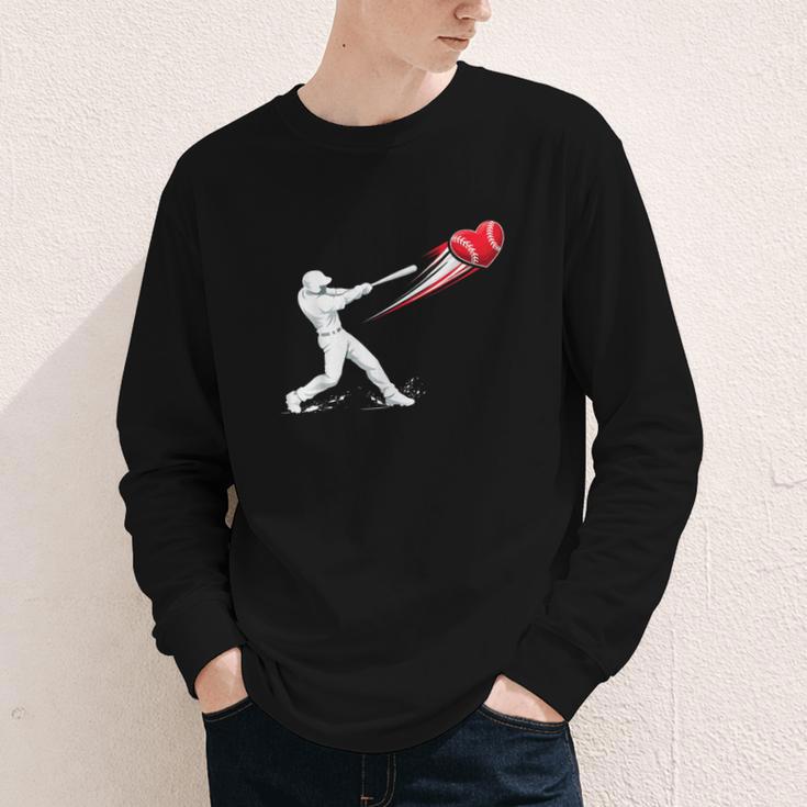 Valentines Day Baseball Batter Silhouette Heart Youth Long Sleeve Tee Valentines Day Baseball Batter Silhouette Heart Youth Long Sleeve Tee