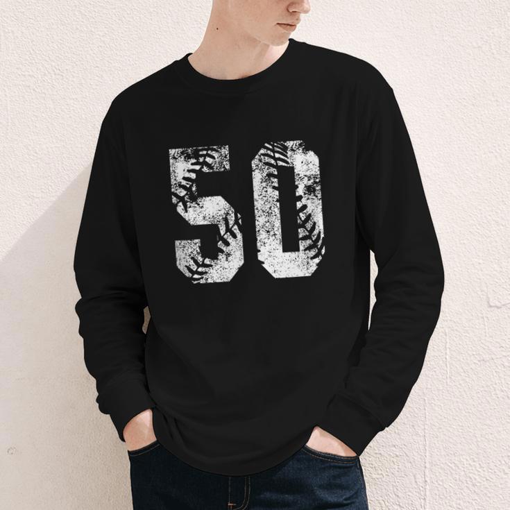 Vintage Baseball Number 50 Jersey Player Uniform Youth Long Sleeve Tee Vintage Baseball Number 50 Jersey Player Uniform Youth Long Sleeve Tee