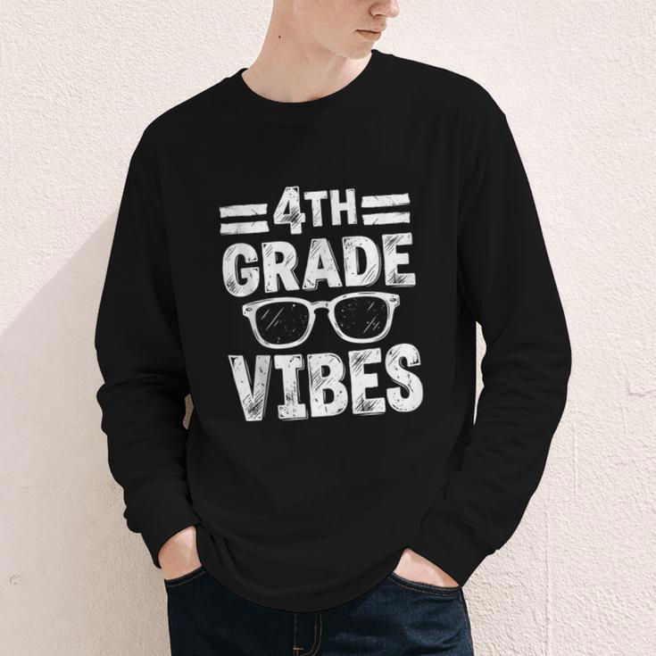 Vintage Fourth 4TH Grade Vibes Back To School First Day Kids Youth Long Sleeve Tee