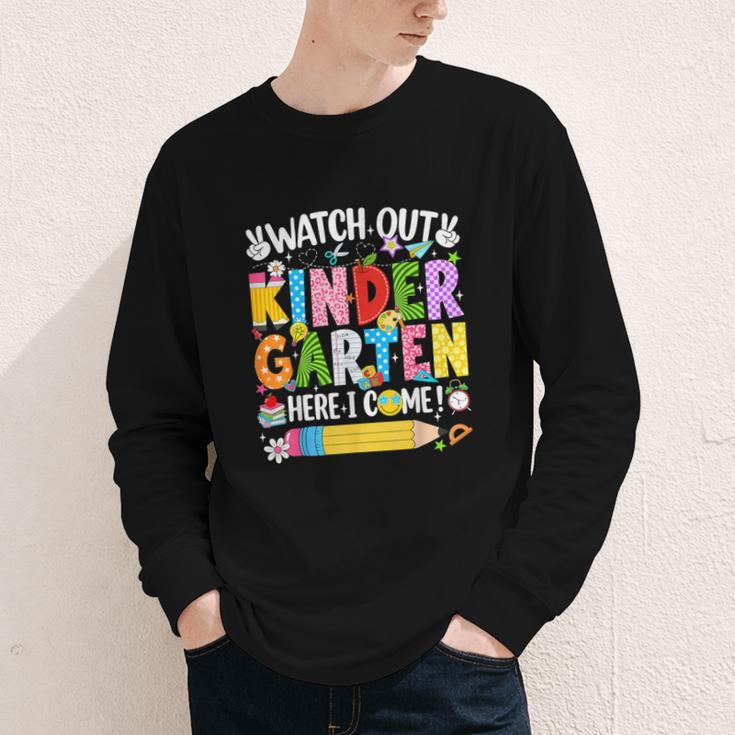 Watch Out Kindergarten Here I Come Back To School Girls Kids Youth Long Sleeve Tee Watch Out Kindergarten Here I Come Back To School Girls Kids Youth Long Sleeve Tee