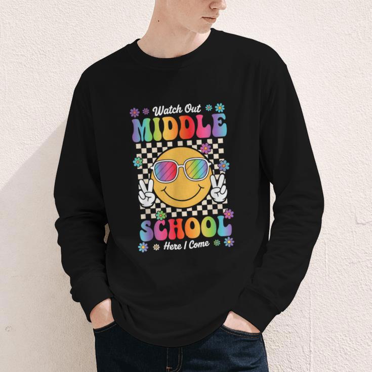 Watch Out Middle School Here I Come Back To School Student Youth Long Sleeve Tee Watch Out Middle School Here I Come Back To School Student Youth Long Sleeve Tee