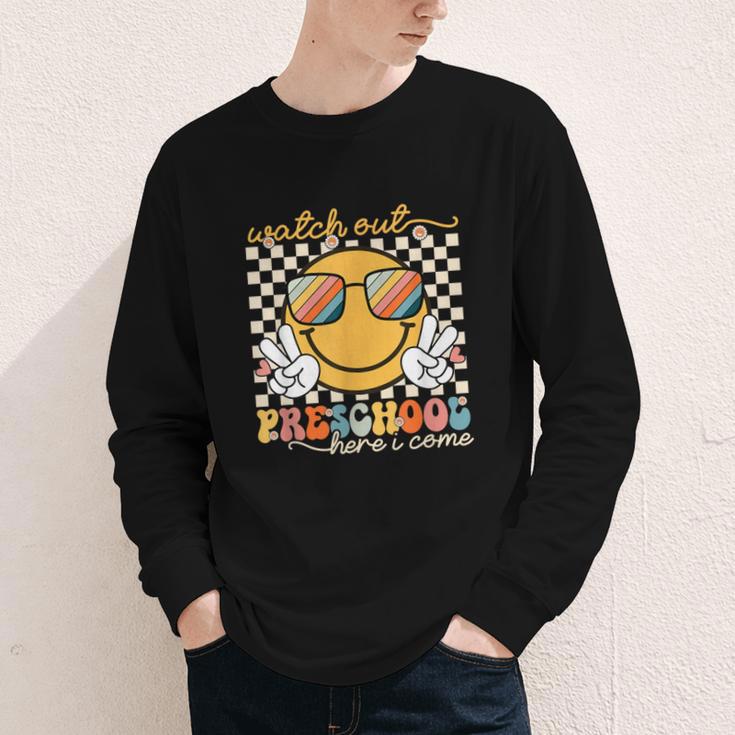 Watch Out Preschool Grade Here I Come Back To School Youth Long Sleeve Tee Watch Out Preschool Grade Here I Come Back To School Youth Long Sleeve Tee