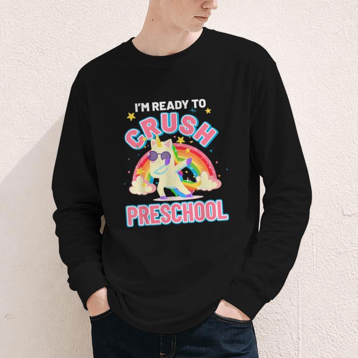 Welcome Back To School Unicorn Crushing Preschool Youth Long Sleeve Tee