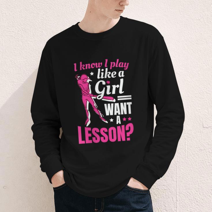 Women's Play Like A Girl Softball Baseball Girls Youth Long Sleeve Tee Women's Play Like A Girl Softball Baseball Girls Youth Long Sleeve Tee