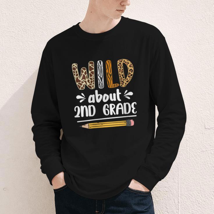 Women's Wild About 2nd Grade Kids Zoo Animal Lover Back To School Youth Long Sleeve Tee