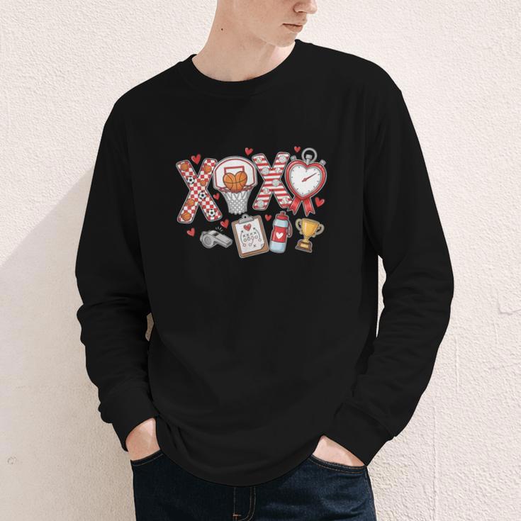 XOXO Physical Education Valentines Day Baseball Football Men Youth Long Sleeve Tee