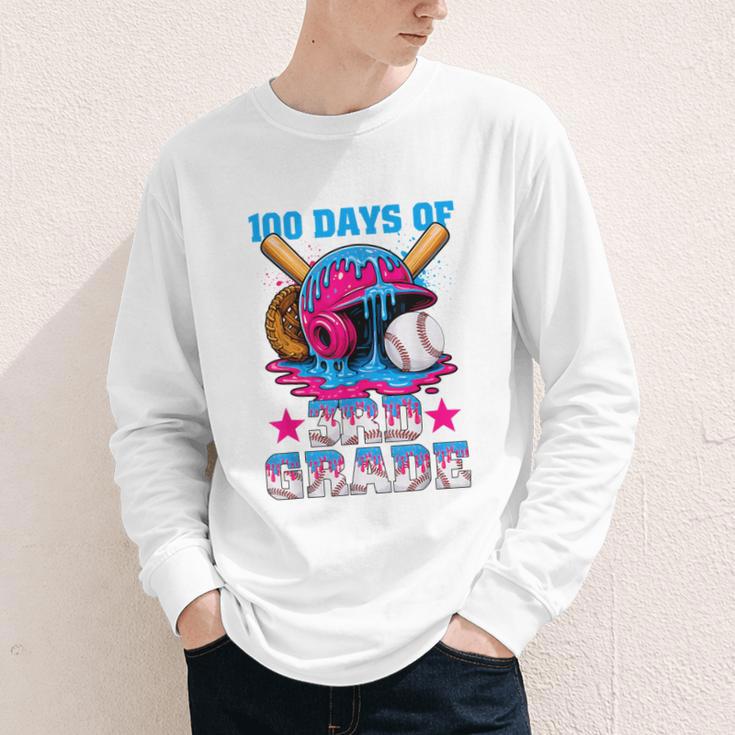 100 Days Of 3rd Grade Baseball 100th Day Of School Boys Kids Youth Long Sleeve Tee