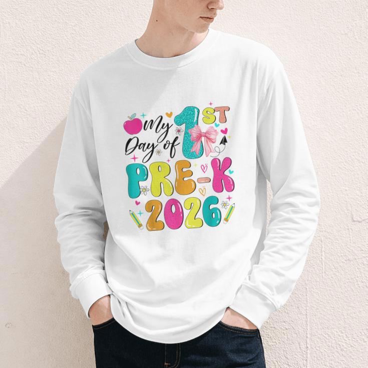 My 1st Day Of Pre-K 2026 Back To School Bow PreK Kids Girls Youth Long Sleeve Tee