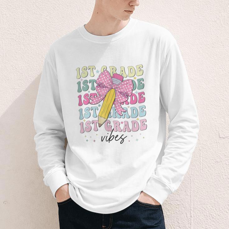 1st Grade Vibes Girl Coquette Bow First Grade Back To School Youth Long Sleeve Tee 1st Grade Vibes Girl Coquette Bow First Grade Back To School Youth Long Sleeve Tee