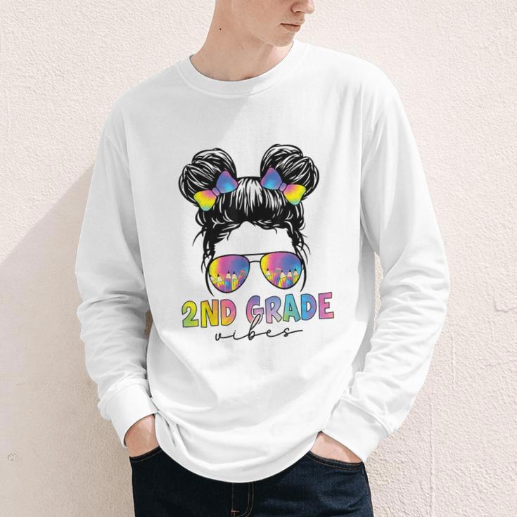 2nd Grade Vibes Messy Hair Bun Girl Back To School First Day Youth Long Sleeve Tee 2nd Grade Vibes Messy Hair Bun Girl Back To School First Day Youth Long Sleeve Tee