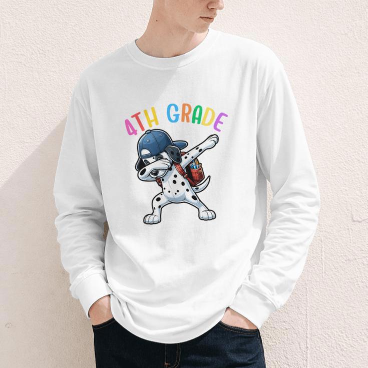 4th Grade Crew Dalmatian Dog Dabbing Back To School Premium Tri-Blend Youth Long Sleeve Tee