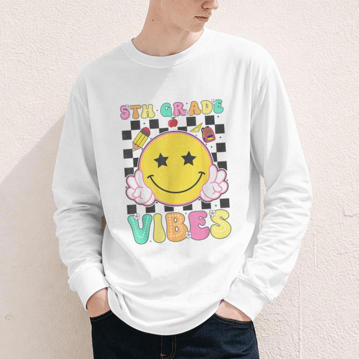 5th Grade Vibes Girls Smile Face Back To School Fifth Grade Youth Long Sleeve Tee