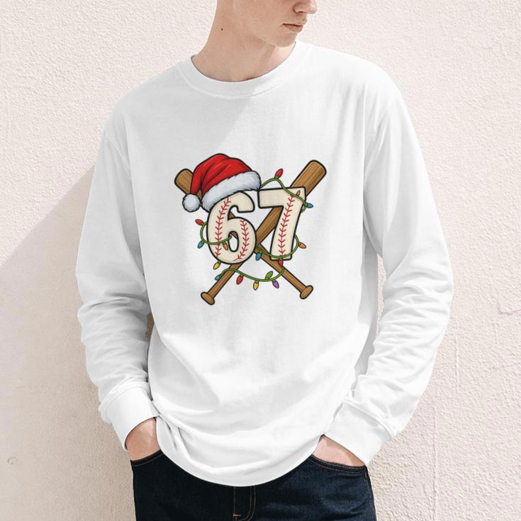 67 Baseball Xmas Lights Santa Hat Holiday Youth Long Sleeve Tee 67 Baseball Xmas Lights Santa Hat Holiday Youth Long Sleeve Tee