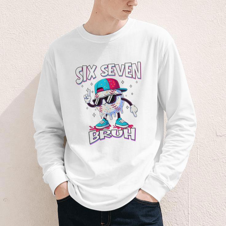67 Meme Six Seven Baseball Ice Cream Drip Girls Boys Premium Tri-Blend Youth Long Sleeve Tee