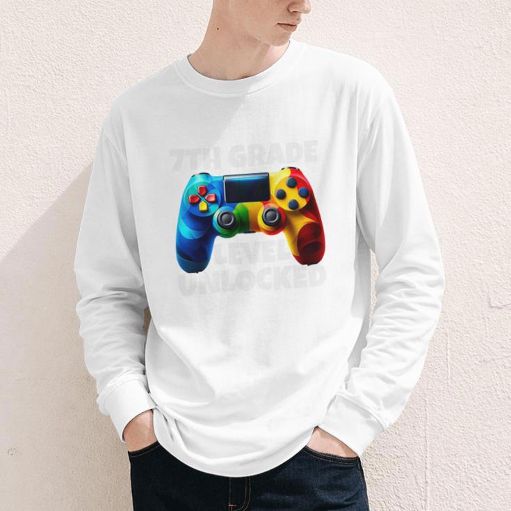 7th Grade Level Unlocked Back To School Gamer Boys Girls Youth Long Sleeve Tee