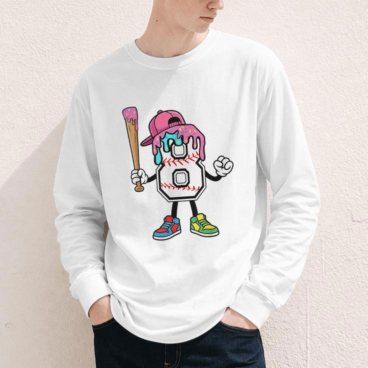 8th Birthday Baseball Ice-Cream Drip 8 Years Old Boys Girls Youth Long Sleeve Tee 8th Birthday Baseball Ice-Cream Drip 8 Years Old Boys Girls Youth Long Sleeve Tee
