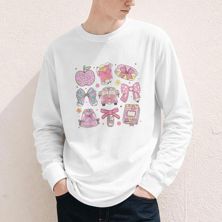 Back To School Coquette Bow Pencil School Students Girls Youth Long Sleeve Tee Back To School Coquette Bow Pencil School Students Girls Youth Long Sleeve Tee