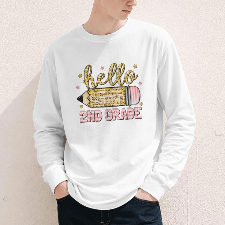 Back To School Hello Second 2nd Grade Leopard Pencil Girl Youth Long Sleeve Tee Back To School Hello Second 2nd Grade Leopard Pencil Girl Youth Long Sleeve Tee