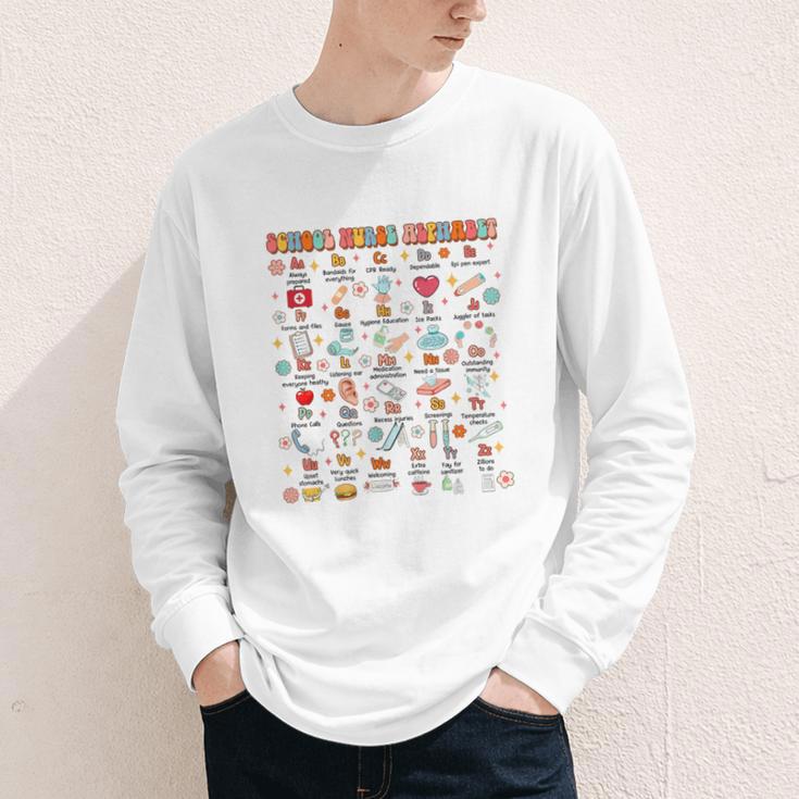 Back To School School Nurse Alphabet School Nurse Life Youth Long Sleeve Tee