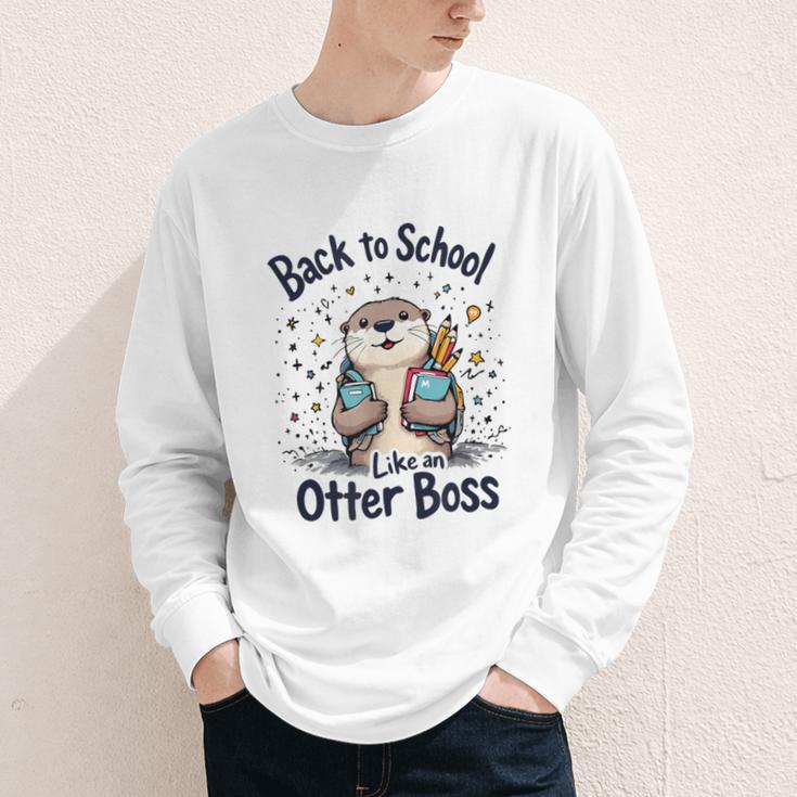 Back To School Like An Otter Boss Cute First Day Of School Youth Long Sleeve Tee Back To School Like An Otter Boss Cute First Day Of School Youth Long Sleeve Tee