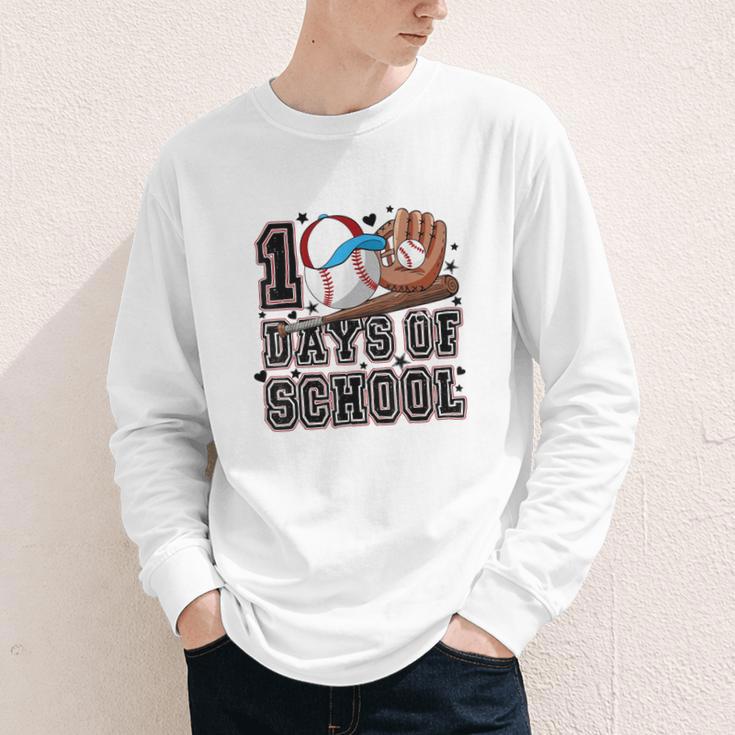 Baseball 100 Days Of School Happy 100th Day Teachers Kids Youth Long Sleeve Tee