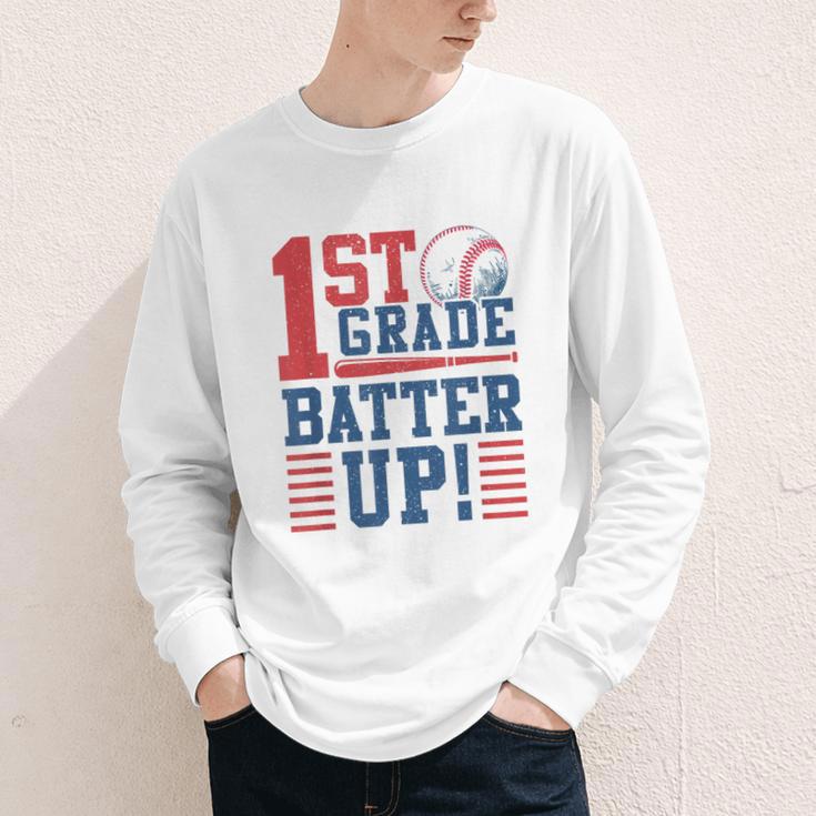 Baseball 1st Grade Back To School 1st Grade Batter Up Youth Long Sleeve Tee