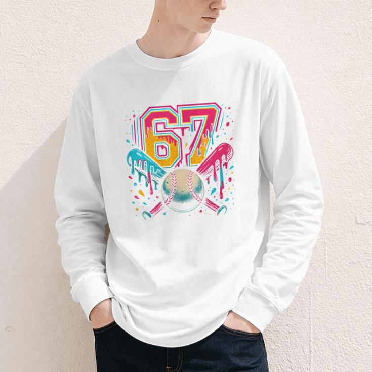 Baseball Drip 6 7 Number 67 Six Seven Meme Boys Kids Youth Long Sleeve Tee Baseball Drip 6 7 Number 67 Six Seven Meme Boys Kids Youth Long Sleeve Tee