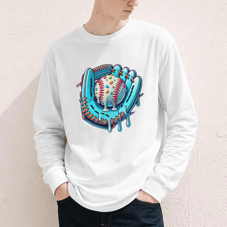 Baseball Drip Ice Cream Sprinkles Baseball Player Premium Tri-Blend Youth Long Sleeve Tee