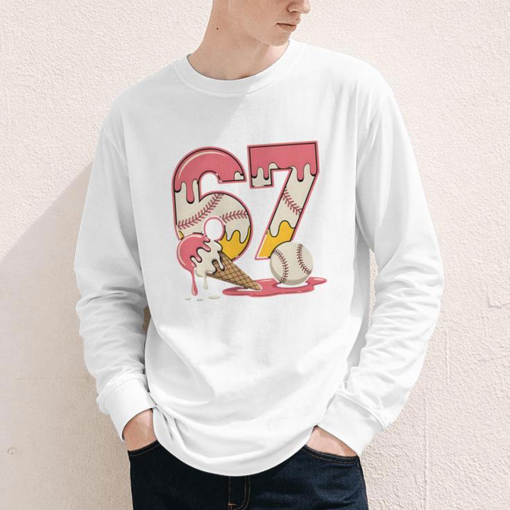 Baseball Drip Number 67 Player Ice Cream Or 67th Birthday Youth Long Sleeve Tee Baseball Drip Number 67 Player Ice Cream Or 67th Birthday Youth Long Sleeve Tee