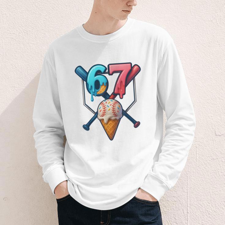 Baseball Ice Cream Drip 67 Six Seven Gen Alpha Slang Meme Youth Long Sleeve Tee Baseball Ice Cream Drip 67 Six Seven Gen Alpha Slang Meme Youth Long Sleeve Tee