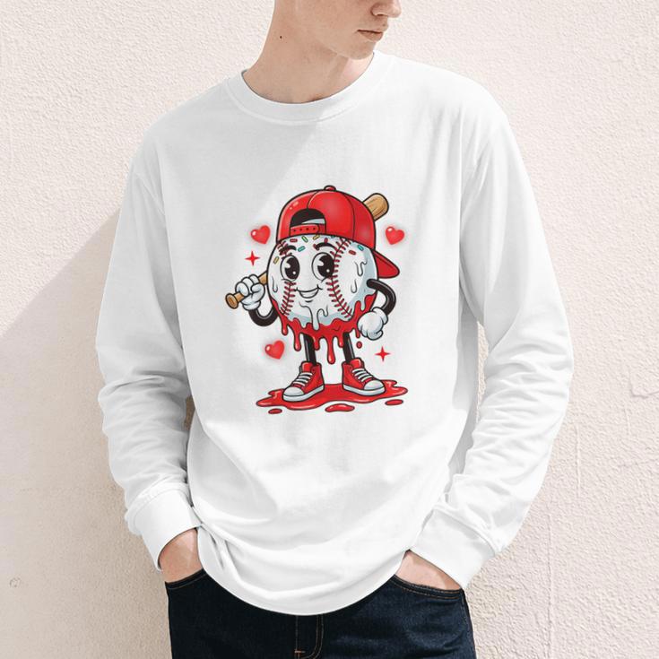 Baseball Ice Cream Valentine Dripping Game Day Men Boys Kids Youth Long Sleeve Tee Baseball Ice Cream Valentine Dripping Game Day Men Boys Kids Youth Long Sleeve Tee