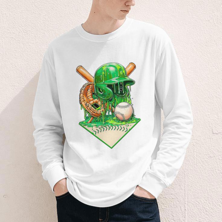 Baseball Life Style Ice Cream Drip Green Premium Tri-Blend Youth Long Sleeve Tee
