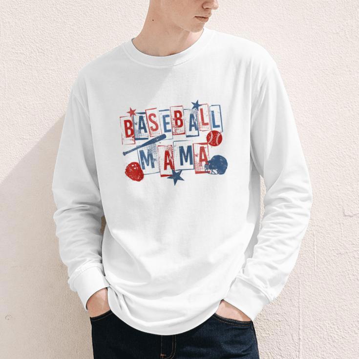 Baseball Mama Mom Mother Vintage Game Day Youth Long Sleeve Tee