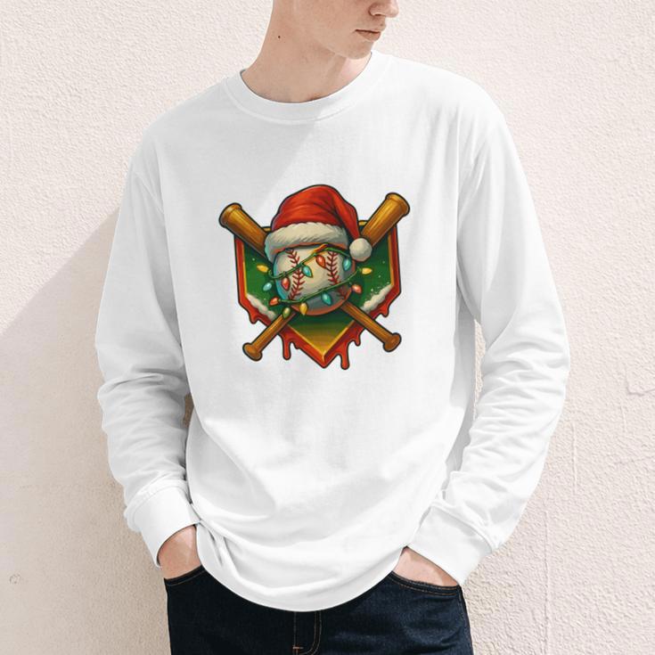 Baseball Xmas Christmas Baseball Ice Cream Drip Boys Youth Long Sleeve Tee