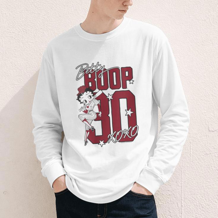 Betty Boop Baseball Logo Jersey With Stars Cute Cartoon Youth Long Sleeve Tee