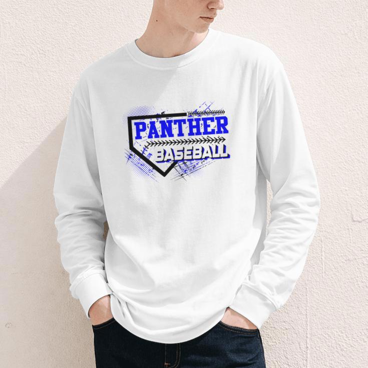 Blue Panther Baseball Home Plate Game Day Mascot Panther Youth Long Sleeve Tee