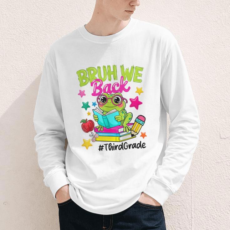 Bruh We Back Third Grade Cute Frog Back To School Youth Long Sleeve Tee