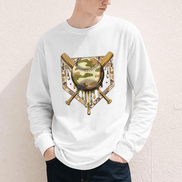 Camo Baseball Dripping Military Camouflage Sports Men Boy Youth Long Sleeve Tee Camo Baseball Dripping Military Camouflage Sports Men Boy Youth Long Sleeve Tee