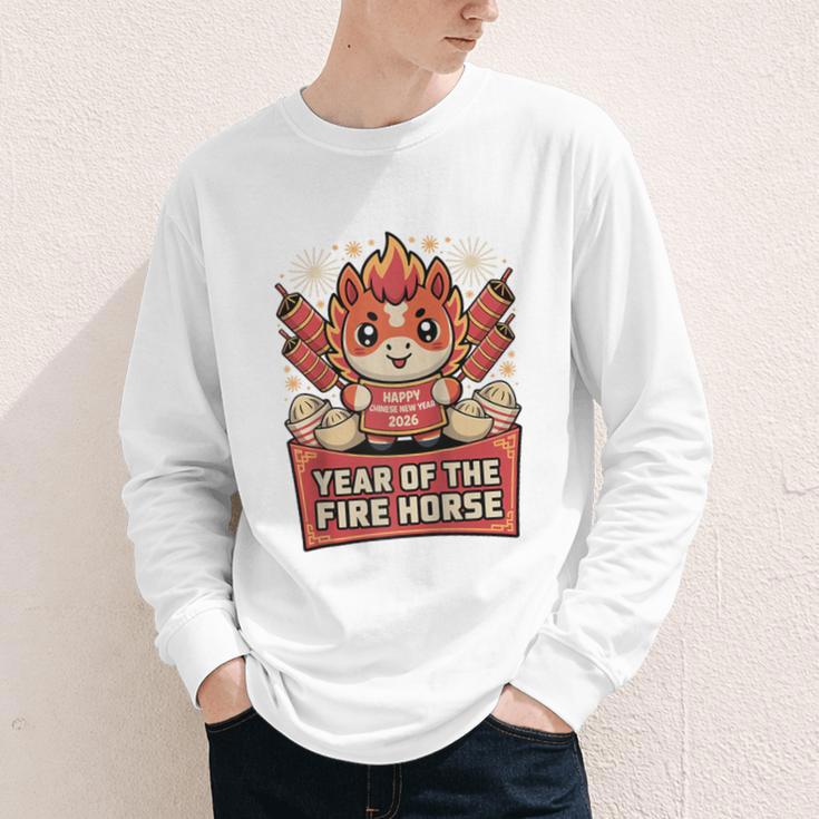 Chinese New Year 2026 Fire Horse Celebration Raglan Baseball Tee Youth Long Sleeve Tee