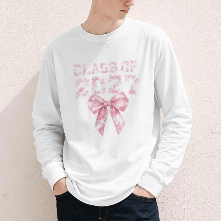 Class Of 2027 Preppy Coquette Bow Back To School Graduation Premium Tri-Blend Youth Long Sleeve Tee