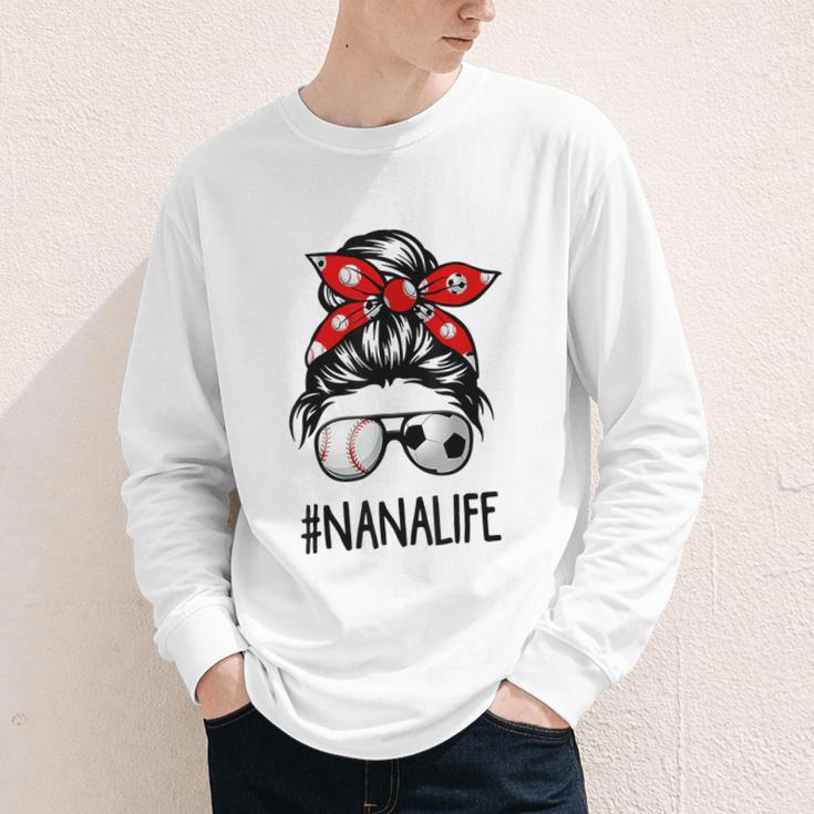 Classy Nana Life Soccer Messy Bun Baseball Mother's Day Youth Long Sleeve Tee Classy Nana Life Soccer Messy Bun Baseball Mother's Day Youth Long Sleeve Tee