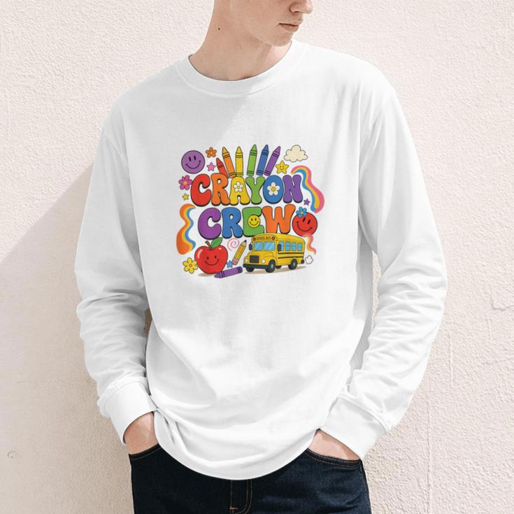 Crayon Crew Cute Back To School Vibes Student Youth Long Sleeve Tee