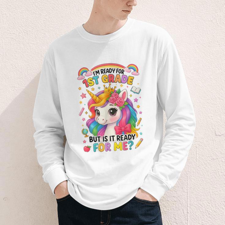 Crush First Grade Girls Back To School Unicorn First Day Youth Long Sleeve Tee